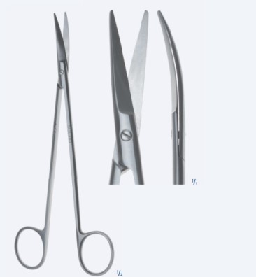 Ножиці, хірургічні, "Teufel", дисекційні, для фістули, вигнуті, тупокінцеві, загальна довжина 180 мм, 7 1/8"